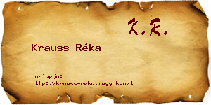 Krauss Réka névjegykártya